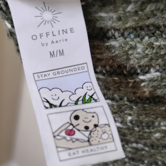 OFFLINE by Aerie Chillside 1/4 Zip Sweater Oversized Chunky 100% Cotton Size M - Picture 7 of 9